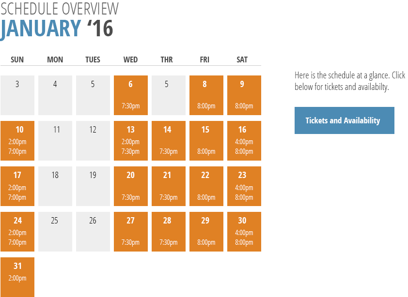 Performance schedule for The White Chip